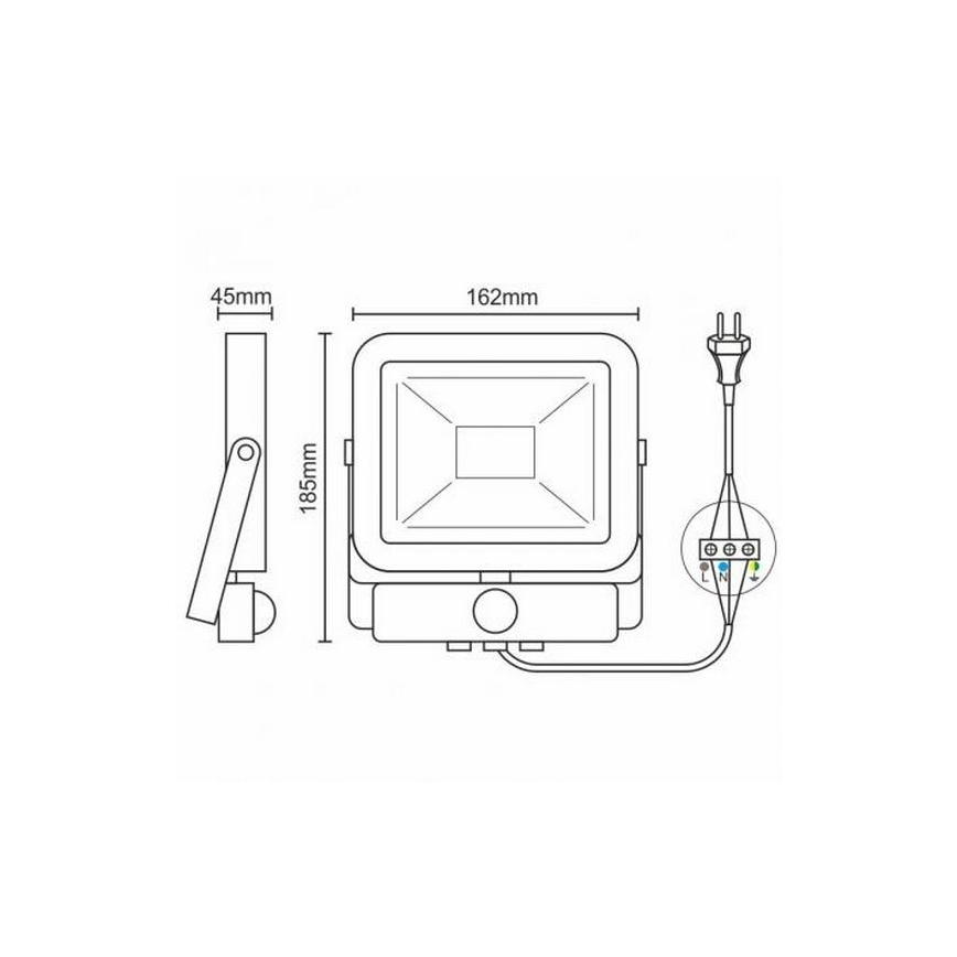 Προβολέας LED με αισθητήρα LED/20W/265V 1800lm λευκό IP65