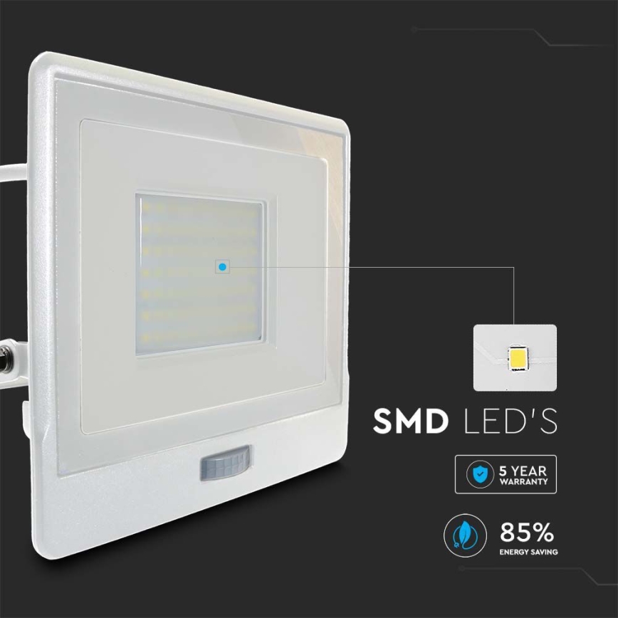 Προβολέας LED με αισθητήρα LED/50W/230V 4000K IP65 λευκό