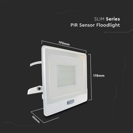 Προβολέας LED με αισθητήρα LED/50W/230V 4000K IP65 λευκό