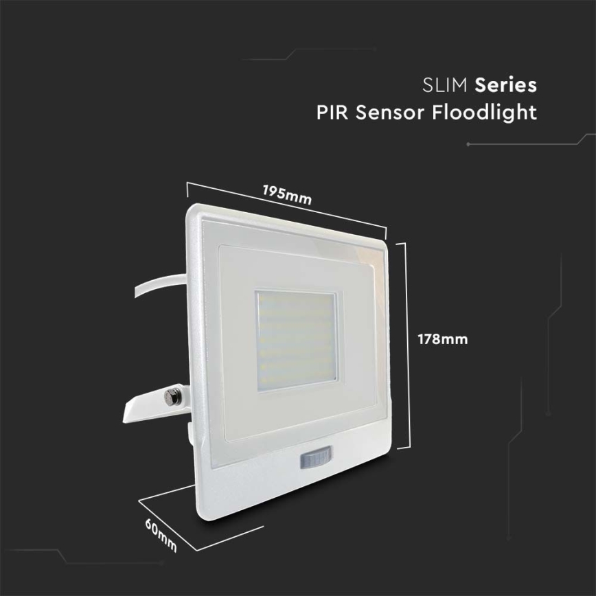 Προβολέας LED με αισθητήρα LED/50W/230V 4000K IP65 λευκό