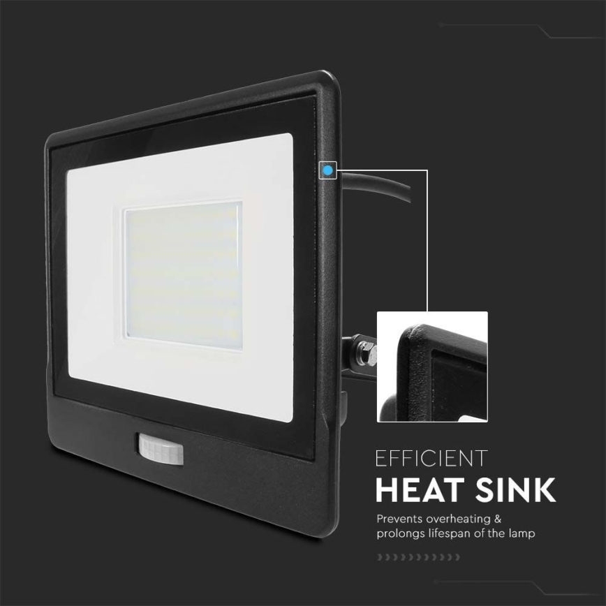 Προβολέας LED με αισθητήρα LED/50W/230V 4000K IP65 μαύρο