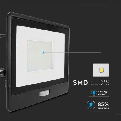 Προβολέας LED με αισθητήρα LED/50W/230V 4000K IP65 μαύρο