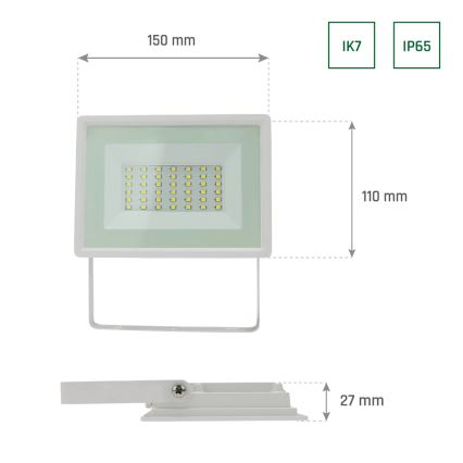 Προβολέας εξωτερικού χώρου LED NOCTIS LUX 3 LED/30W/230V 3000K IP65 λευκό