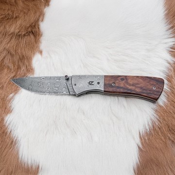 Πτυσσόμενο μαχαίρι Δαμασκού 8 cm ironwood