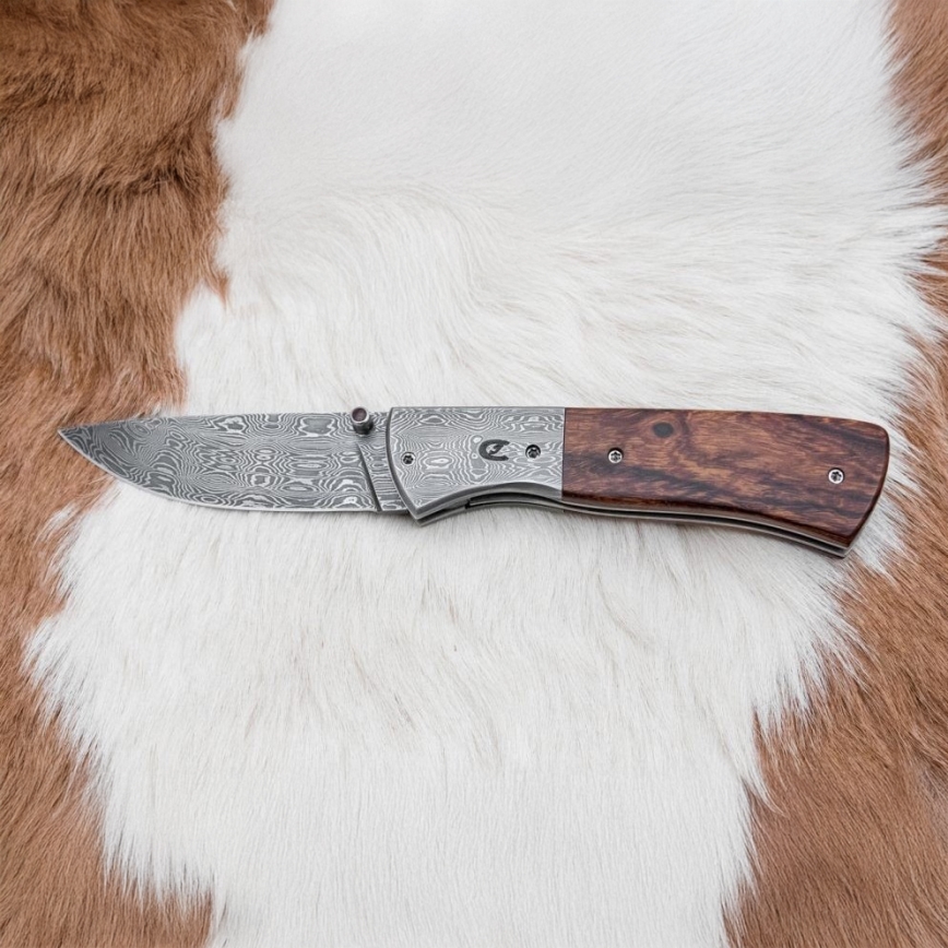 Πτυσσόμενο μαχαίρι Δαμασκού 8 cm ironwood