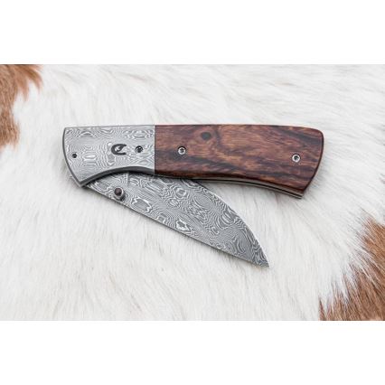 Πτυσσόμενο μαχαίρι Δαμασκού 8 cm ironwood
