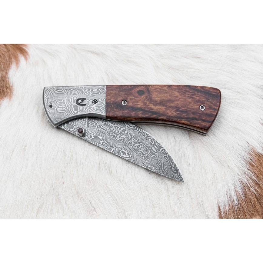Πτυσσόμενο μαχαίρι Δαμασκού 8 cm ironwood