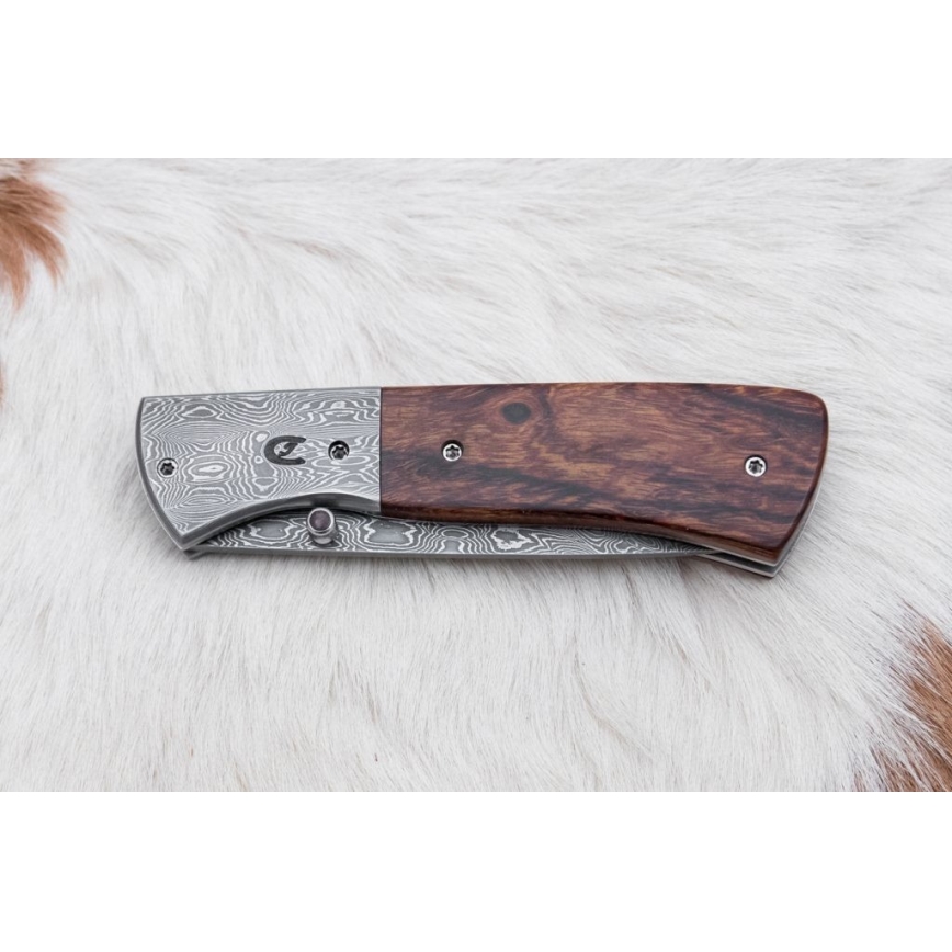 Πτυσσόμενο μαχαίρι Δαμασκού 8 cm ironwood