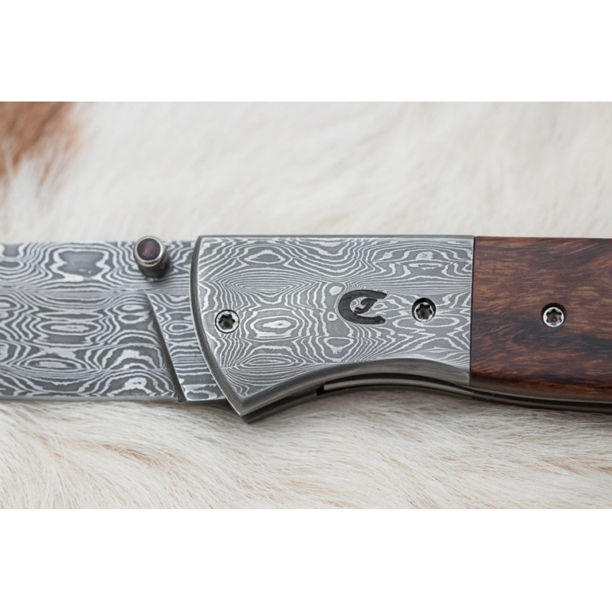 Πτυσσόμενο μαχαίρι Δαμασκού 8 cm ironwood