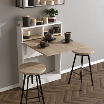 Πτυσσόμενο τραπέζι BRACKED 90x70 cm λευκό/καφέ