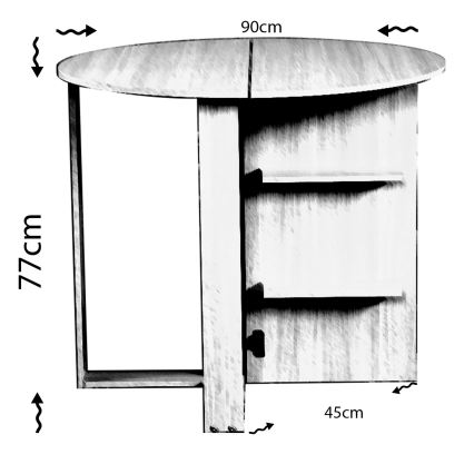 Πτυσσόμενο τραπέζι MIDDLE 77x90 cm λευκό