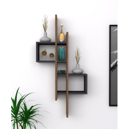 Ράφι τοίχου EMSE 108x53,8 cm καφέ/ανθρακί