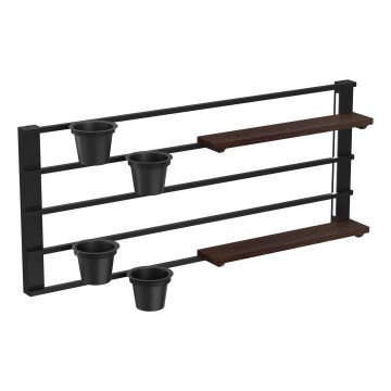 Ράφι τοίχου με γλάστρες και LED φωτισμός SHELF 50x118 cm μαύρο/καφέ/πεύκο