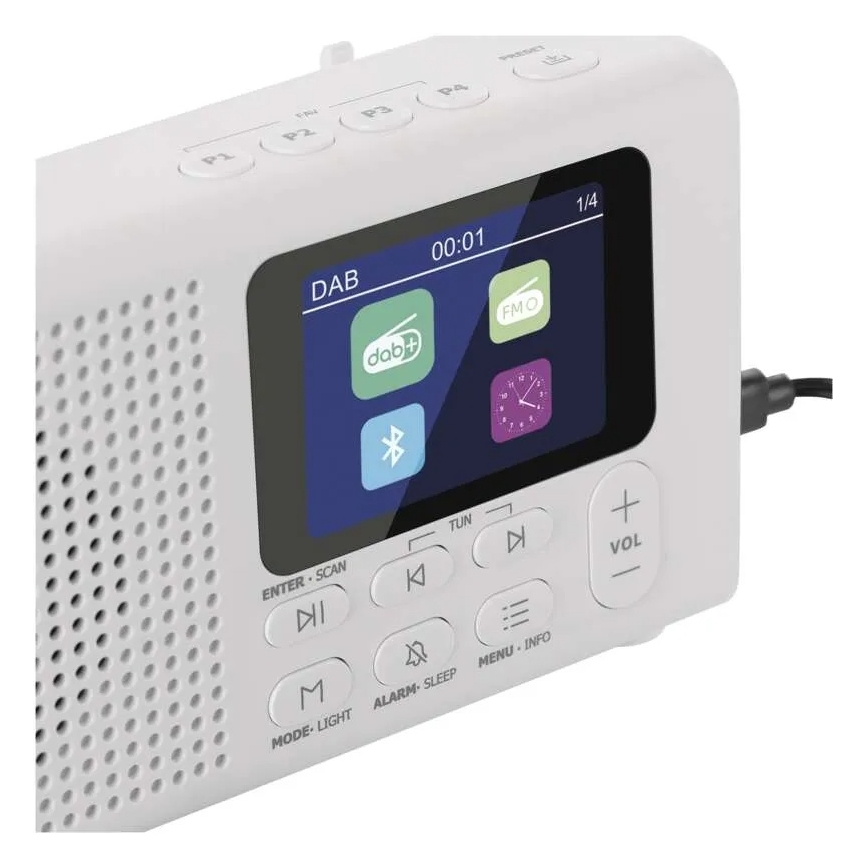 Ραδιόφωνο DAB DAB+ FM 3W/5V/4xAA λευκό