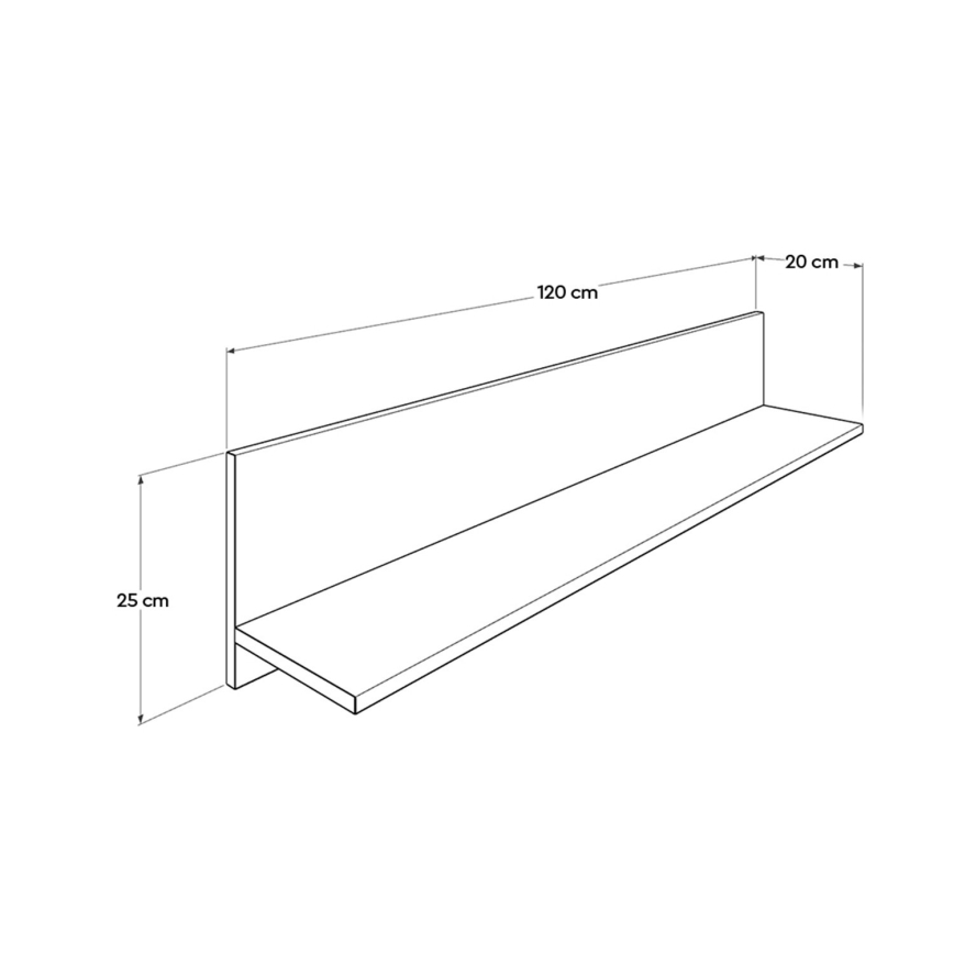 Ράφι τοίχου 25x120 cm λευκό