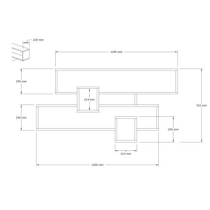 Ράφι τοίχου KAREN 120x72,2 cm ανθρακί/καφέ