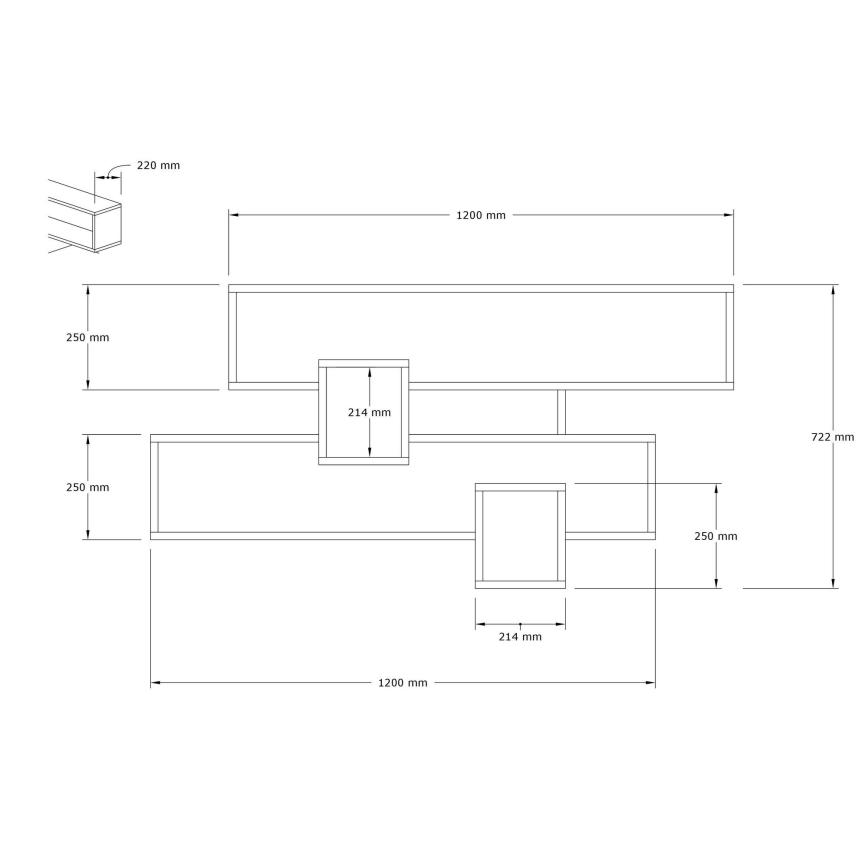 Ράφι τοίχου KAREN 120x72,2 cm ανθρακί/καφέ
