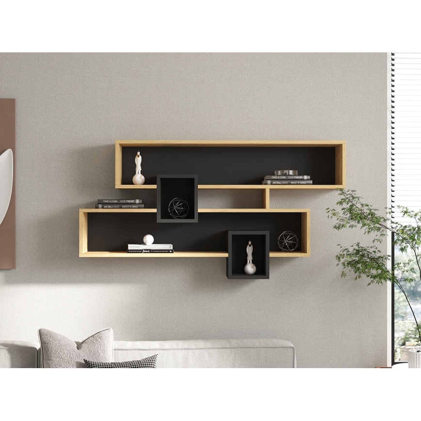 Ράφι τοίχου KAREN 120x72,2 cm καφέ/ανθρακί