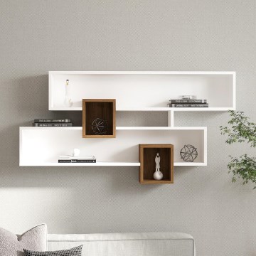 Ράφι τοίχου KAREN 120x72,2 cm λευκό/καρυδιά