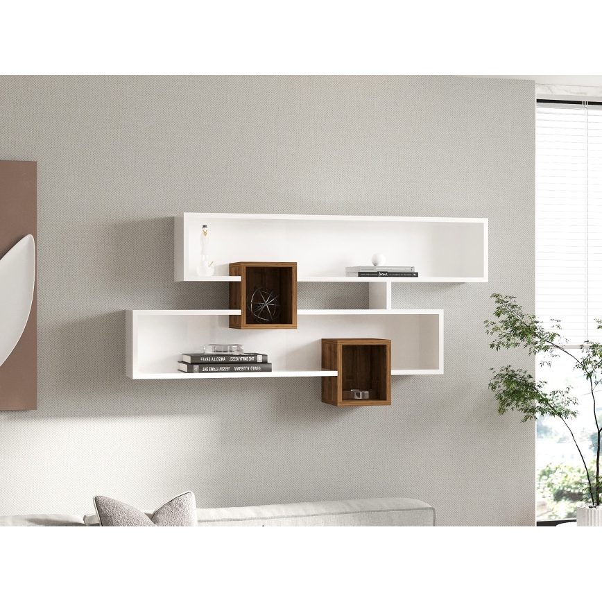 Ράφι τοίχου KAREN 120x72,2 cm λευκό/καφέ