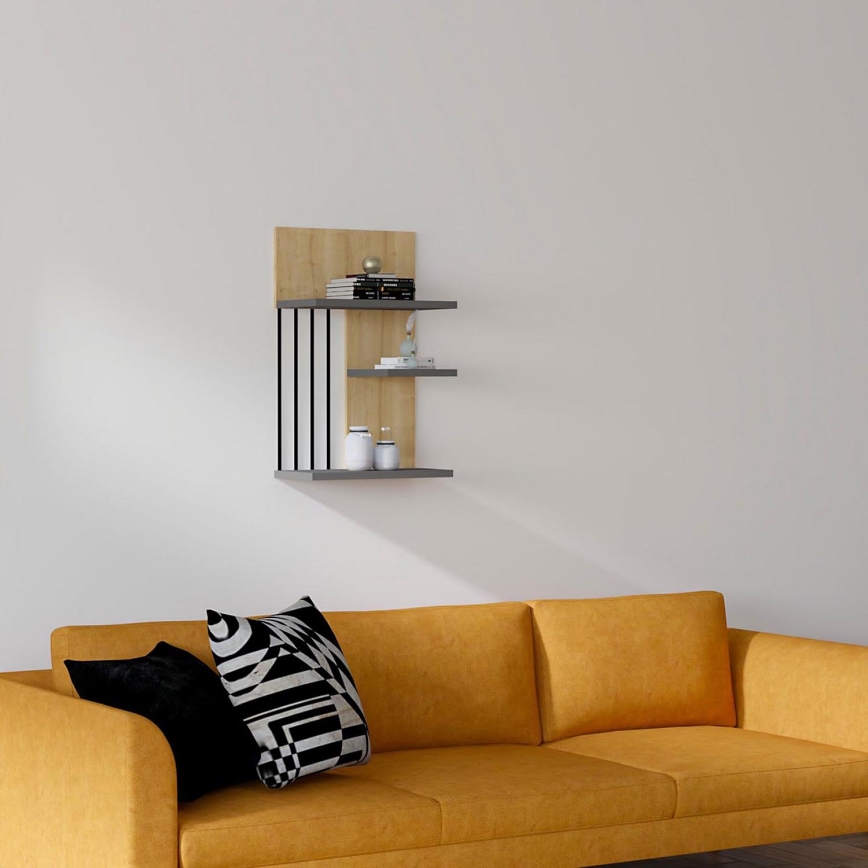Ράφι τοίχου NEZMA 60x40 cm μπεζ/ανθρακί