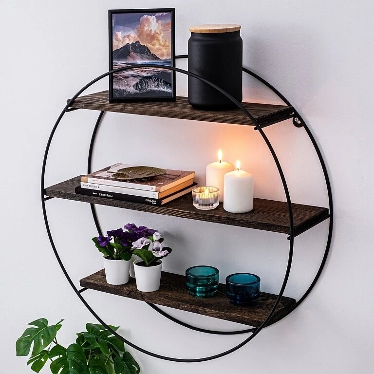 Ράφι τοίχου TULIPA 60x15 cm ερυθρελάτη/μαύρο