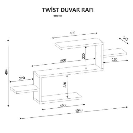 Ράφι τοίχου TWIST 49,4x104 cm λευκό