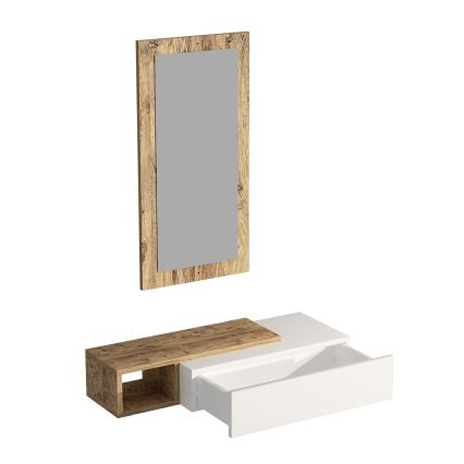 Ράφι τοίχου + wall mirror VIEN λευκό/pine atlantic