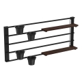 Ράφι τοίχου με γλάστρες και LED φωτισμός SHELF 50x118 cm μαύρο/καφέ/πεύκο