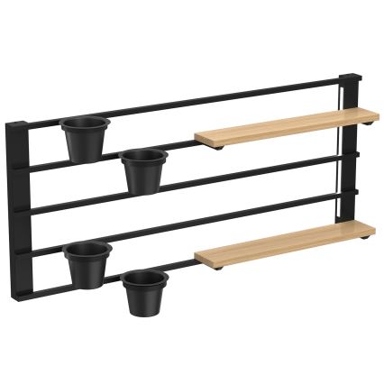 Ράφι τοίχου με γλάστρες και LED φωτισμός SHELF 50x118 cm μαύρο/μπεζ/πεύκο