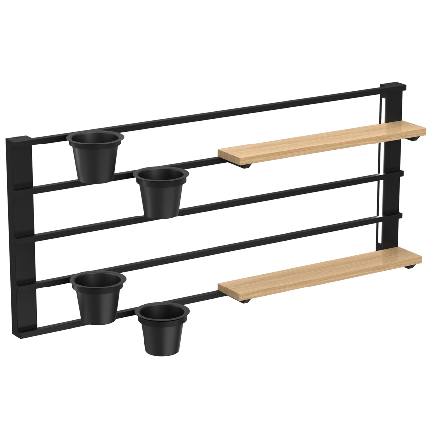Ράφι τοίχου με γλάστρες και LED φωτισμός SHELF 50x118 cm μαύρο/μπεζ/πεύκο