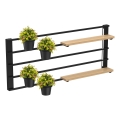 Ράφι τοίχου με γλάστρες και LED φωτισμός SHELF 50x118 cm μαύρο/μπεζ/πεύκο