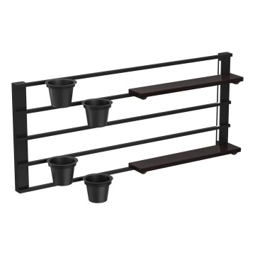 Ράφι τοίχου με γλάστρες και LED φωτισμός SHELF 50x118 cm μαύρο/πεύκο