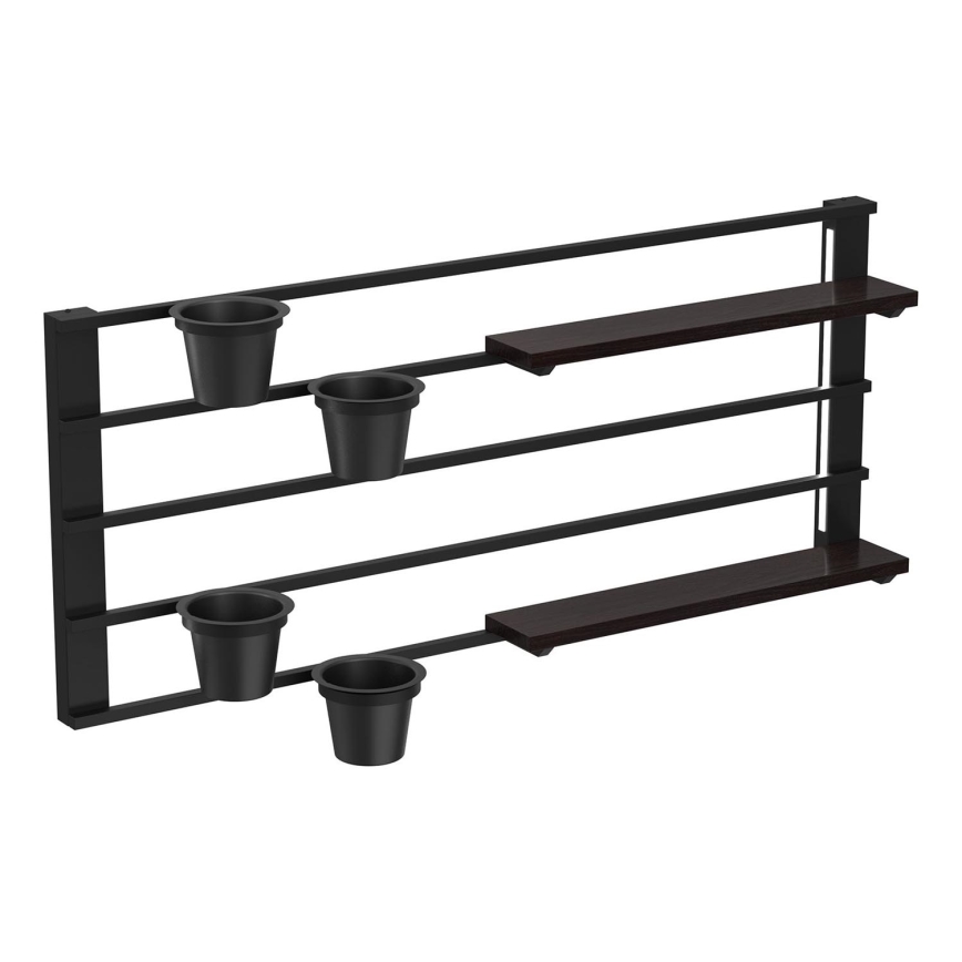 Ράφι τοίχου με γλάστρες και LED φωτισμός SHELF 50x118 cm μαύρο/πεύκο