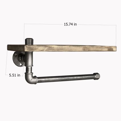 Ράφι τοίχου με κρεμάστρα για πετσέτες BORURAF 16x40 cm έλατο/μαύρο