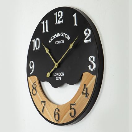 Ρολόι τοίχου 1xAA διάμετρος 60 cm μαύρο/μπεζ
