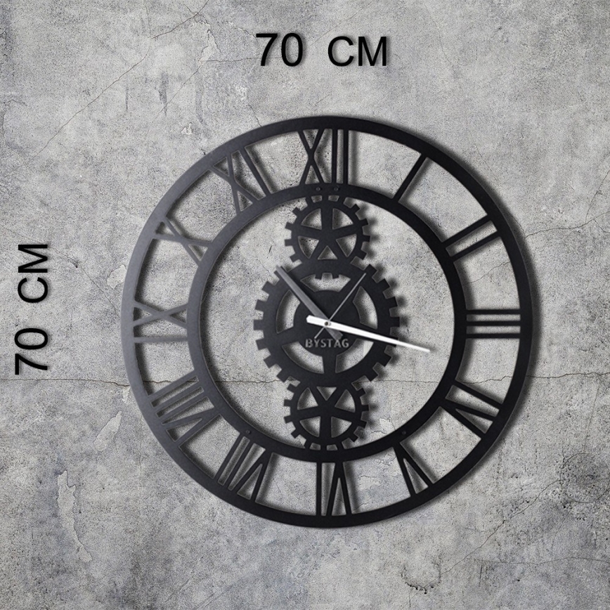 Ρολόι τοίχου διάμετρος 70 cm 1xAA μαύρο