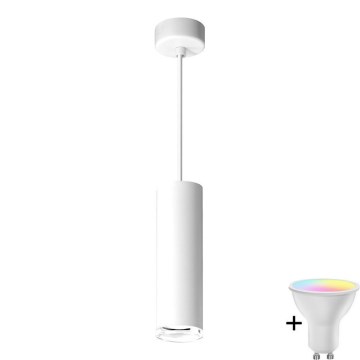 Ρυθμιζόμενη κρεμαστή λυχνία μπάνιου LED RGBW TURYN 1xGU10/6,5W/230V 2700-6500K Wi-Fi IP44 λευκή
