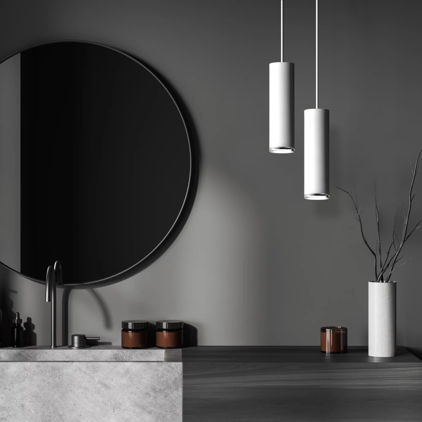 Ρυθμιζόμενη κρεμαστή λυχνία μπάνιου LED RGBW TURYN 1xGU10/6,5W/230V 2700-6500K Wi-Fi IP44 λευκή