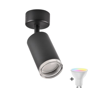 Ρυθμιζόμενο LED RGBW Φωτιστικό Τοίχου Μπάνιου TURYN 1xGU10/6,5W/230V 2700-6500K Wi-Fi IP44 Μαύρο
