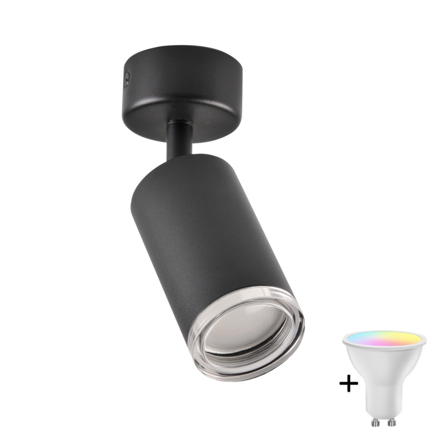 Ρυθμιζόμενο LED RGBW Φωτιστικό Τοίχου Μπάνιου TURYN 1xGU10/6,5W/230V 2700-6500K Wi-Fi IP44 Μαύρο