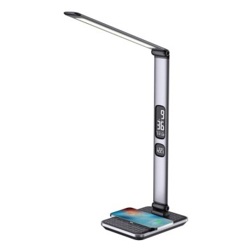 Ρυθμιζόμενο LED επιτραπέζιο φωτιστικό LED/8,5W/230V με ασύρματη φόρτιση ασημί