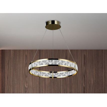 LED ρυθμιζόμενος κρυστάλλινος πολυέλαιος με ανάρτηση σε καλώδιο ENRIQUE LED/40W//230V 3000-6000K Ø 60 cm + τηλεχειριστήριο
