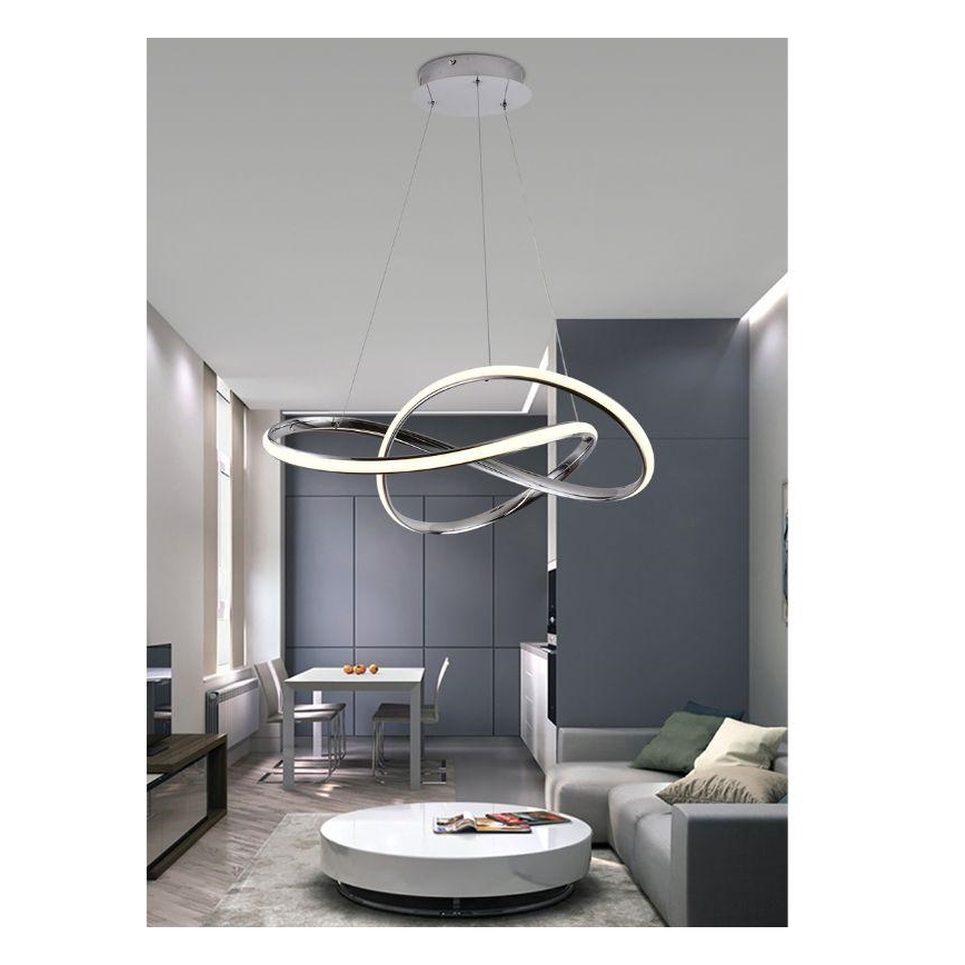 Ρυθμιζόμενο LED φωτιστικό οροφής με καλώδιο LED/70W/230V 3000-6500K διάμ. 60 εκ. γυαλιστερό χρώμιο + τηλεχειριστήριο