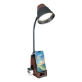 Ρυθμιζόμενο επιτραπέζιο φωτιστικό LED+CCT με ασύρματη φόρτιση QI IDEAL LED/8W/230V 2700/4000/5000K καφέ