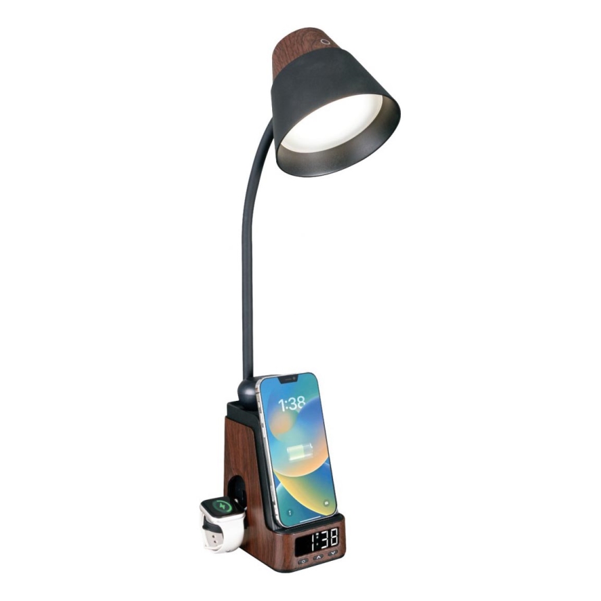Ρυθμιζόμενο επιτραπέζιο φωτιστικό LED+CCT με ασύρματη φόρτιση QI IDEAL LED/8W/230V 2700/4000/5000K καφέ