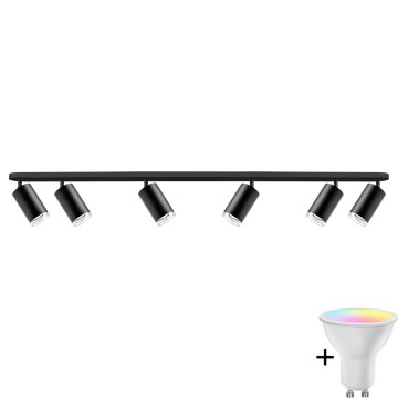 Ρυθμιζόμενο φωτιστικό μπάνιου LED RGBW TURYN 6xGU10/6,5W/230V 2700-6500K Wi-Fi IP44 μαύρο