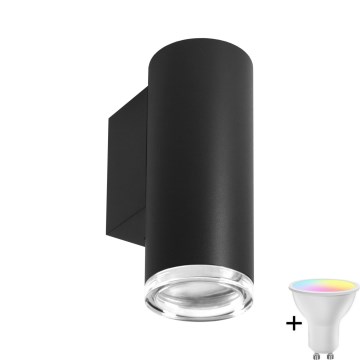 Ρυθμιζόμενο φωτιστικό τοίχου μπάνιου LED RGBW TURYN 1xGU10/6,5W/230V 2700-6500K Wi-Fi IP44 μαύρο