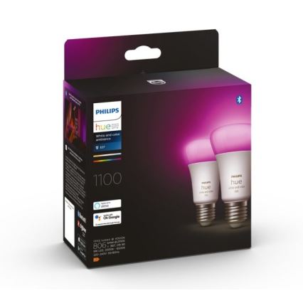 ΣET 2x LED Dimmable λαμπτήρες Philips Hue White And Color Ambiance A60 E27/9W/230V 2000-6500K