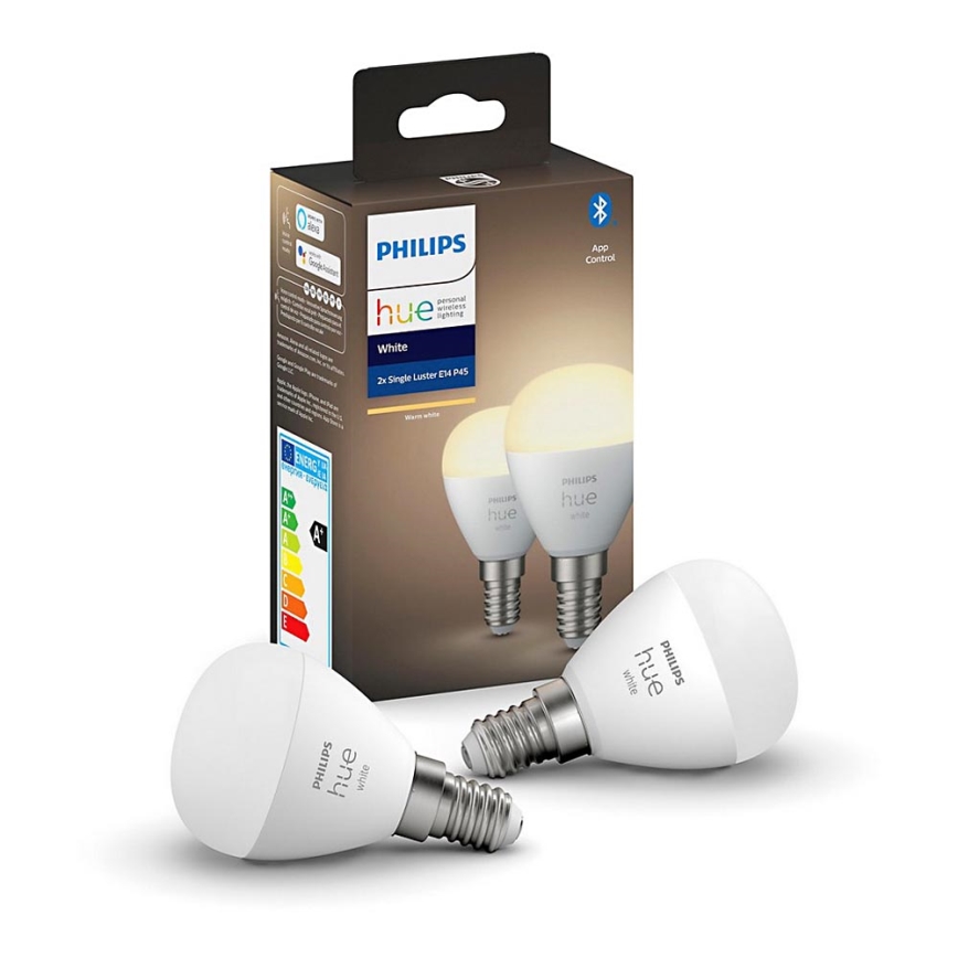 ΣET 2x LED Λαμπτήρες dimmer Philips Hue WHITE P45 E14/5,5W/230V 2700K